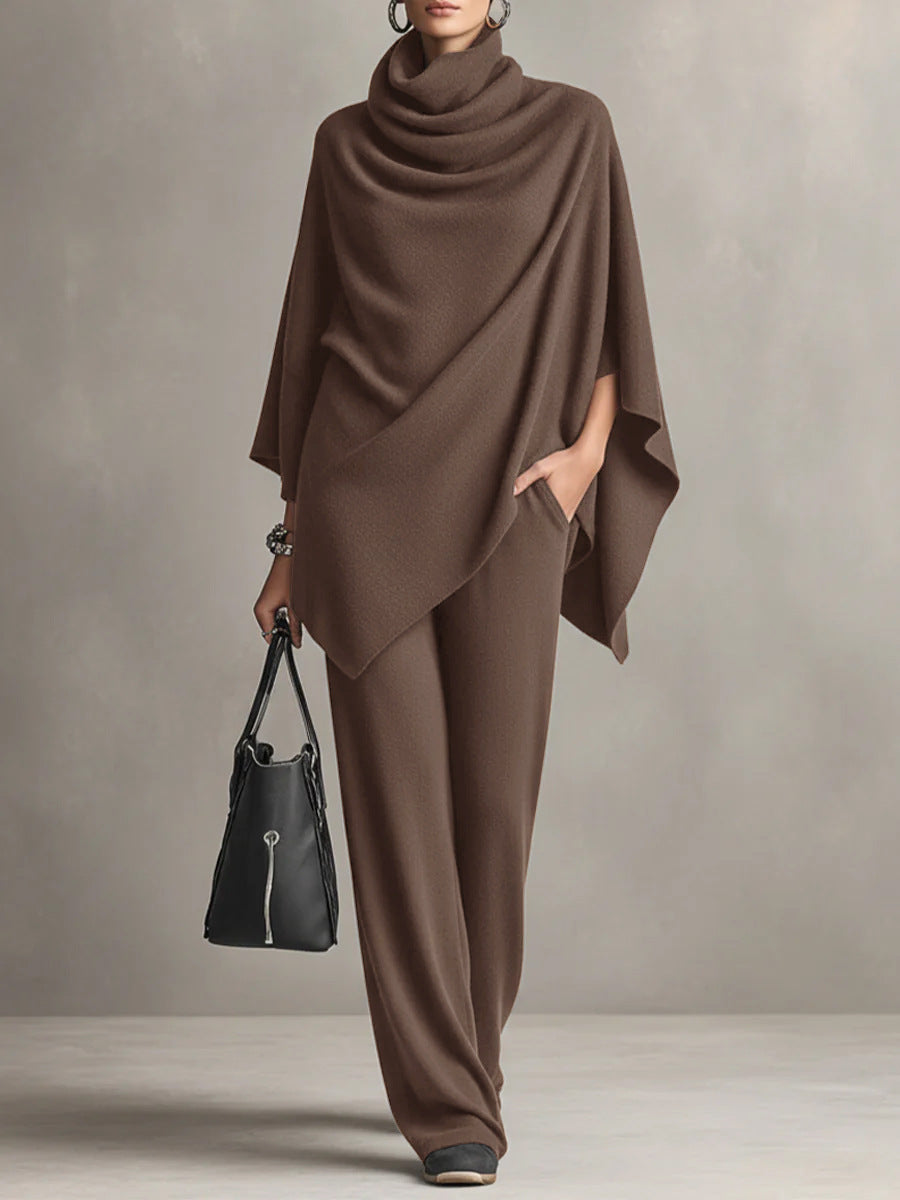 Elegant Drape Two-Piece Set | Flowing Top and Wide-Leg Trousers