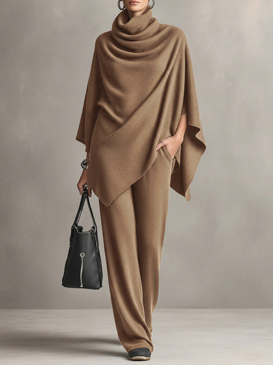 Elegant Drape Two-Piece Set | Flowing Top and Wide-Leg Trousers
