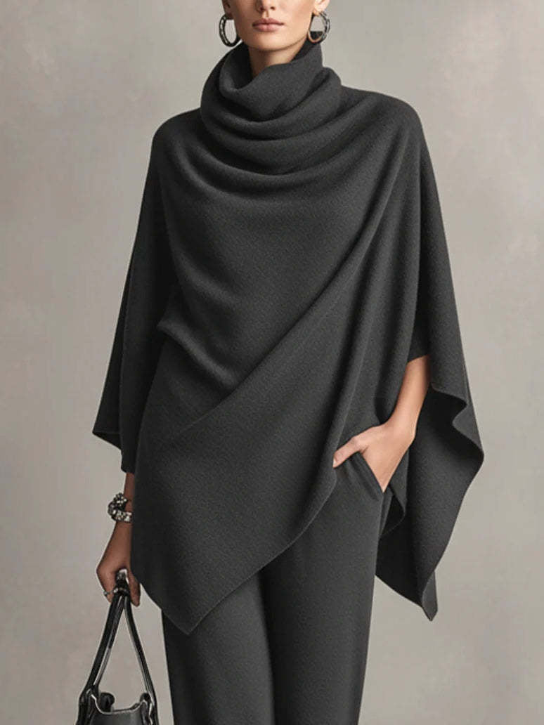 Elegant Drape Two-Piece Set | Flowing Top and Wide-Leg Trousers