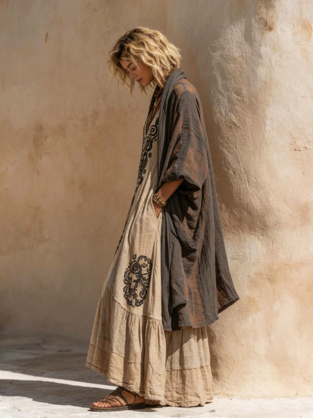 Boho Retro Loose Linen Cotton Two-piece Se