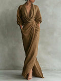 Women's Elegant Long-sleeve Cowl-neck Dress