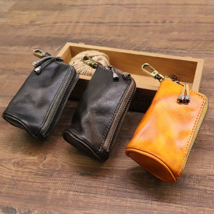 Head Layer Cowhide Vintage Old Cowhide Key Bag