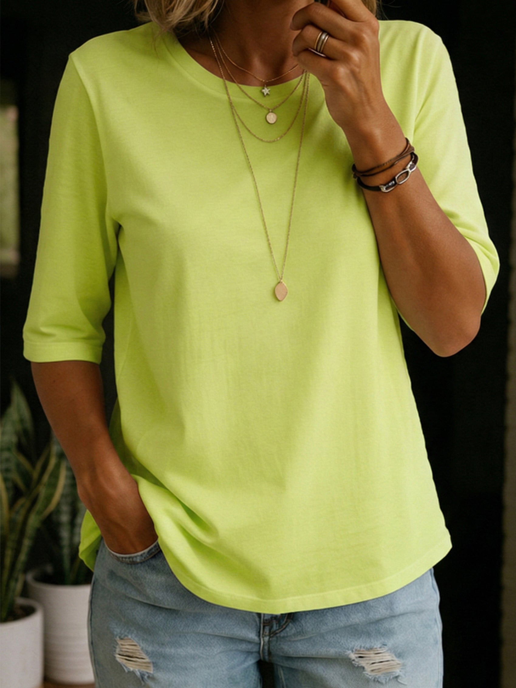 Cozy Minimalist Half-sleeve 100% Cotton T-shirt