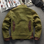 Vintage Oil Waxed Canvas Leather Biker Jacket
