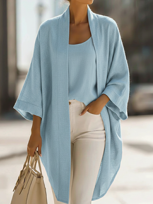 Ensemble en lin douillet et minimaliste : gilet et cardigan ample