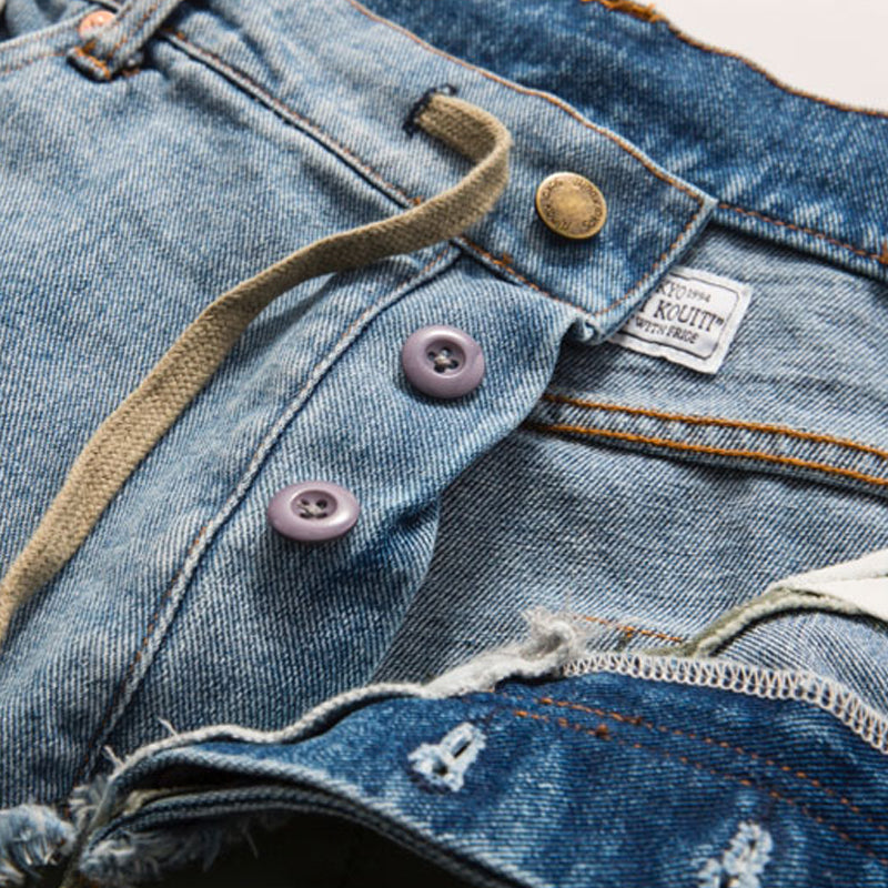 Heavy Zip Patch Denim Drawstring Cargo Pencil Lounge Pants