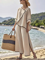 Women'S Loose Striped Printed Wide Leg Pants Set