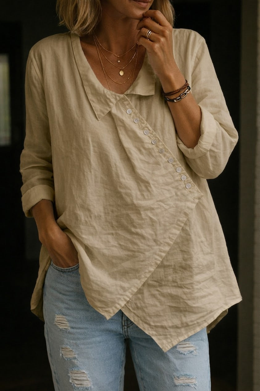 Fashionable Casual Cotton And Linen Shirt