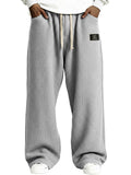 Men's Simple Waffle Texture Drawstring Embroidered Label Pants