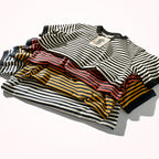 Vintage Double Yarn Pure Cotton Round Neck Striped Short-Sleeved T-Shirt