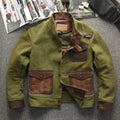 Vintage Oil Waxed Canvas Leather Biker Jacket