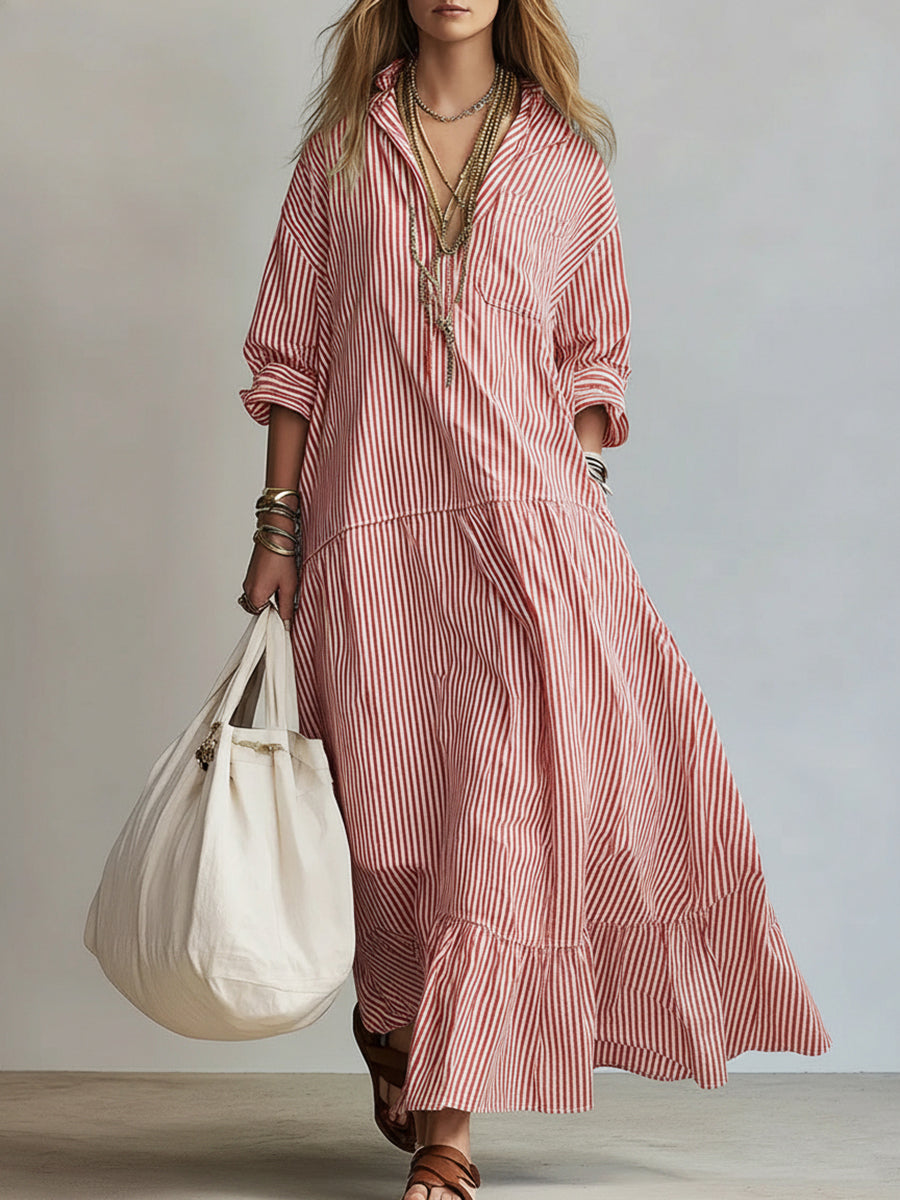 Women's Casual Striped Loose-fitting Dress
