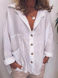 Spring And Autumn Models Of Cotton Linen Long-Sleeved Shirt