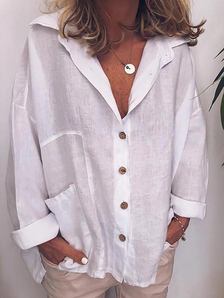 Spring And Autumn Models Of Cotton Linen Long-Sleeved Shirt