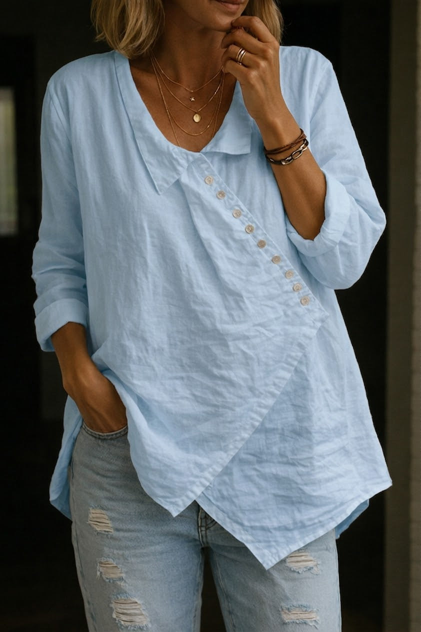 Fashionable Casual Cotton And Linen Shirt