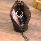 Head Layer Cowhide Vintage Old Cowhide Key Bag