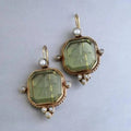 Hexagonal green crystal stone earrings