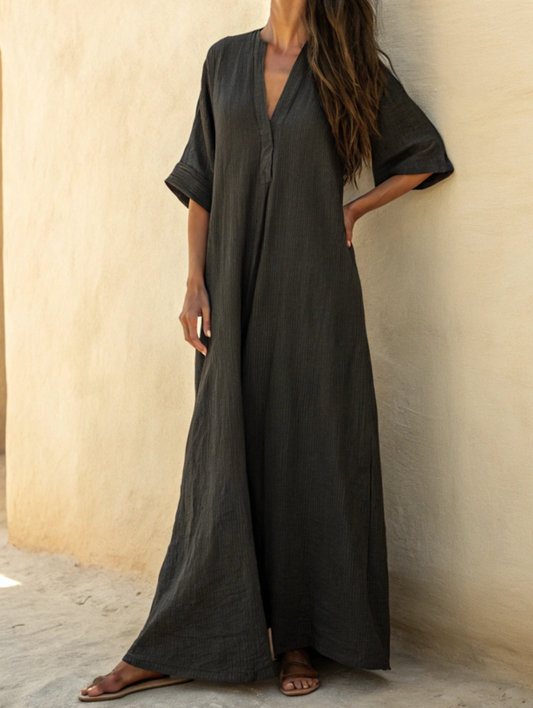 Robe longue caftan en lin