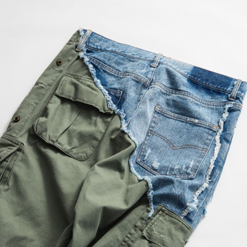 Heavy Zip Patch Denim Drawstring Cargo Pencil Lounge Pants