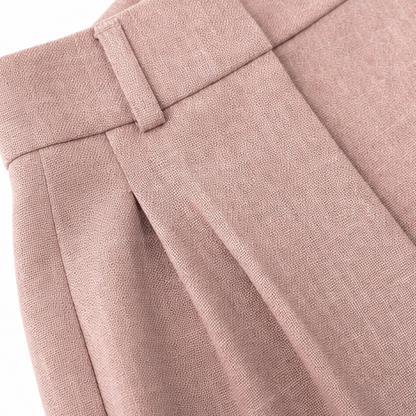 Pleated High-Waist Wide-Leg Blazer Suit Set