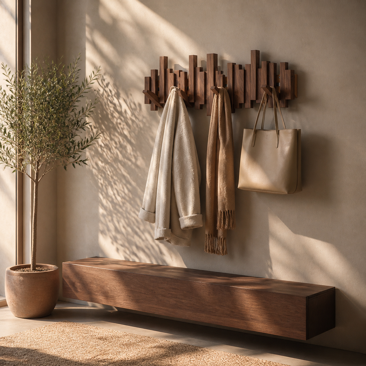Clearance Sale-Sculptural Wood Wall Coat Rack