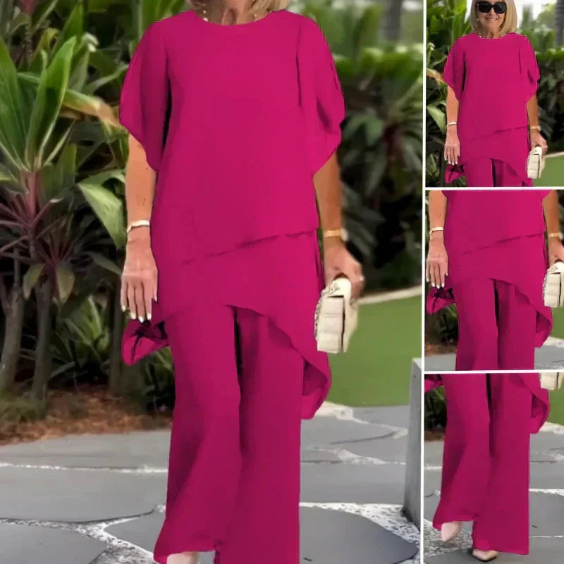 Elegant Draped Palazzo Pants Set