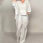 2-piece cotton-linen set with an uneven hem