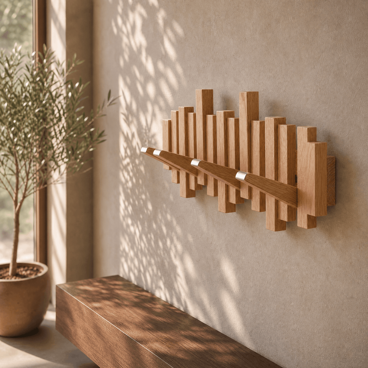 Clearance Sale-Sculptural Wood Wall Coat Rack